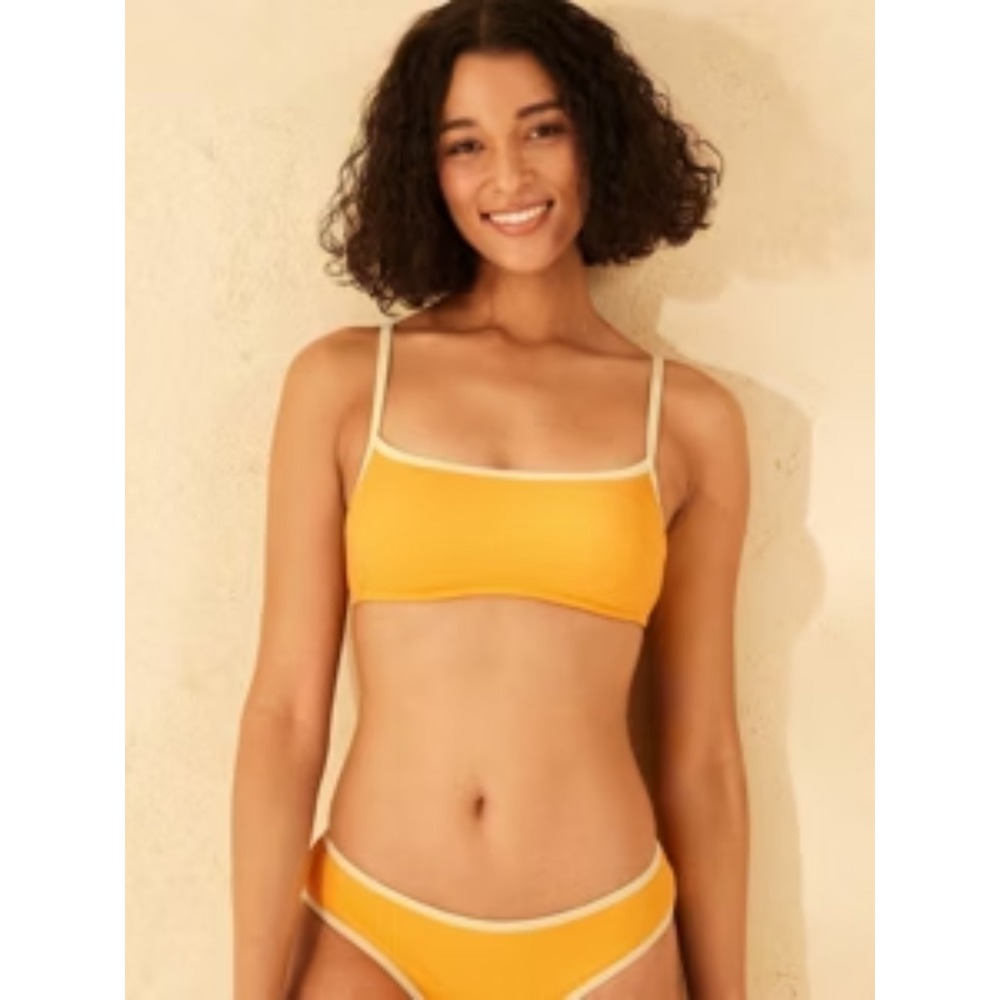 Wild Fable NWT Bikini Set Bralette Top High Leg Bottom Textured Orange - Size XL